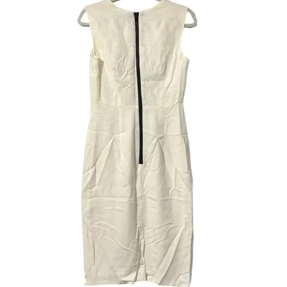 Milly sleeveless shift dress Cream Back zip Sz 4 Above knee Minimalist Designer - Picture 14 of 14